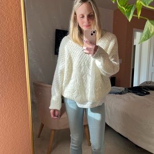 White knit sweater